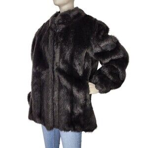 Vintage 80s Monterey Mob Wife Teddy Bear Faux Fur Coat Jacket Brown Furry